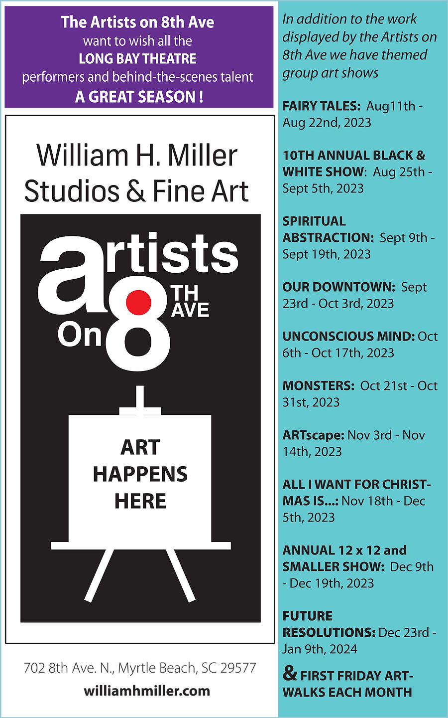 Annual 12 X 12 and Smaller Art Show at William H. Miller Studios & Fine Art Show Announed